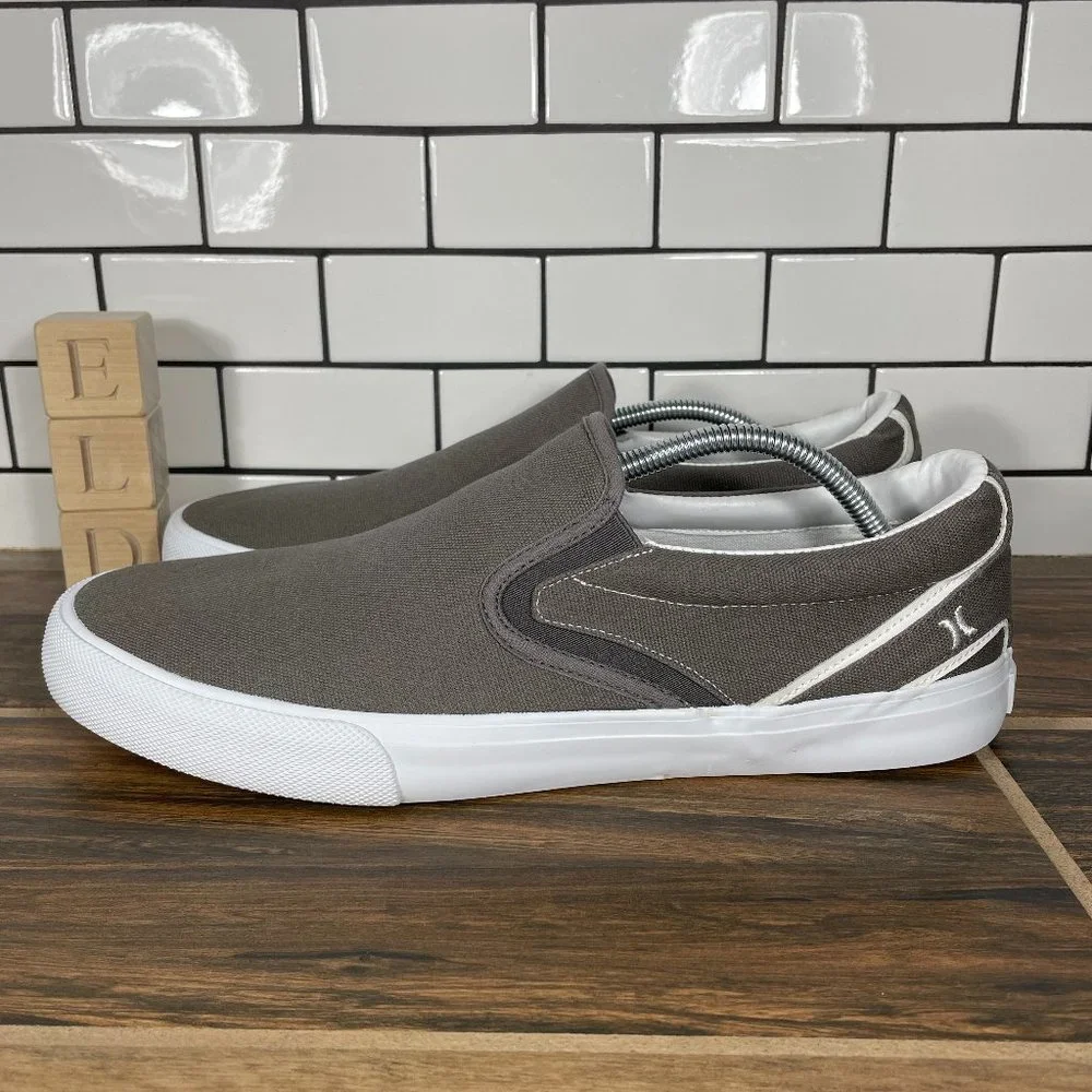 Hurley Arlo Slip Men's Size 12 Shoes Gray Canvas Casual Comfort Skater Sneakers